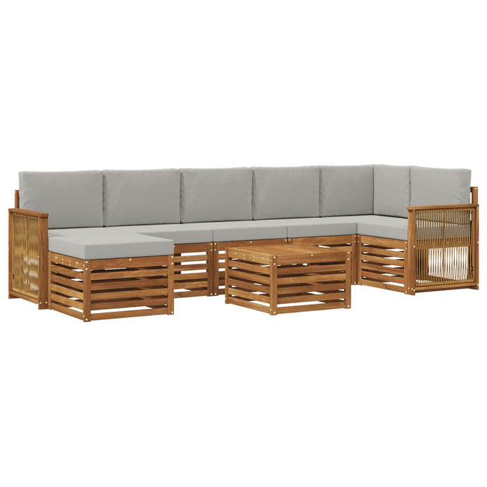 Set de canapele de exterior 7 pcs Natural și gri deschis WALTI