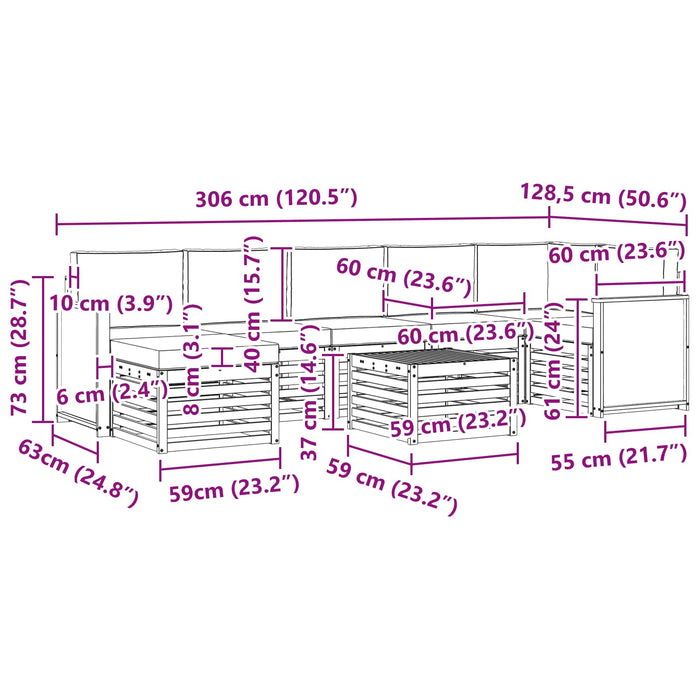 Set de canapele de exterior cu pernă 7 pcs Natural și Antracit WALTI