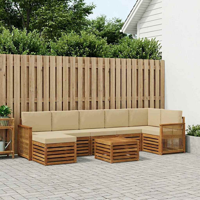 Set de canapele de exterior cu pernă 7 pcs natural WALTI