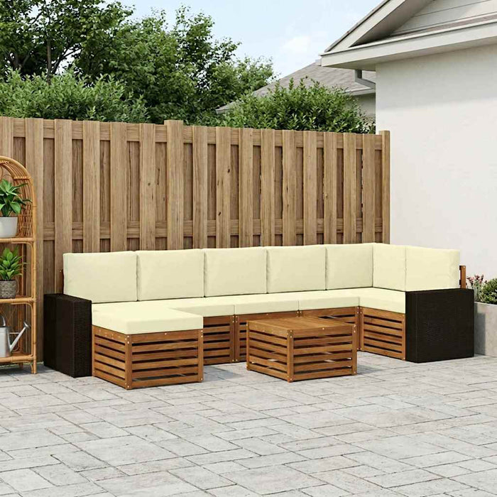 Set de canapele de exterior cu pernă 8 pcs Natural și Crem WALTI