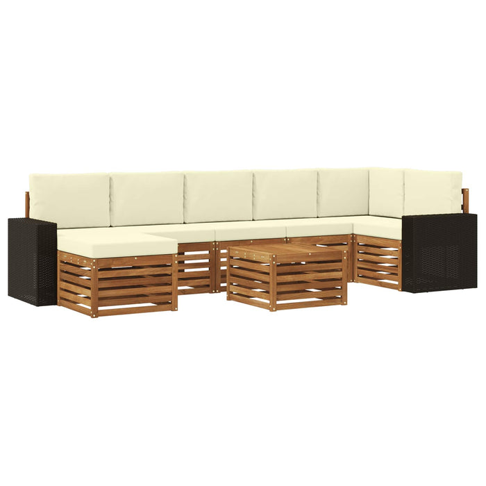Set de canapele de exterior cu pernă 8 pcs Natural și Crem WALTI