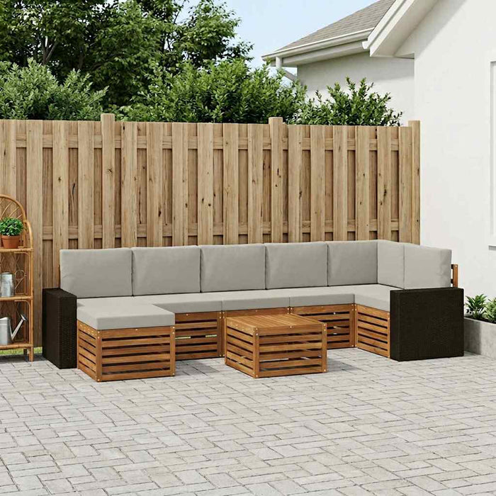 Set de canapele de exterior 8 pcs Natural și gri deschis WALTI