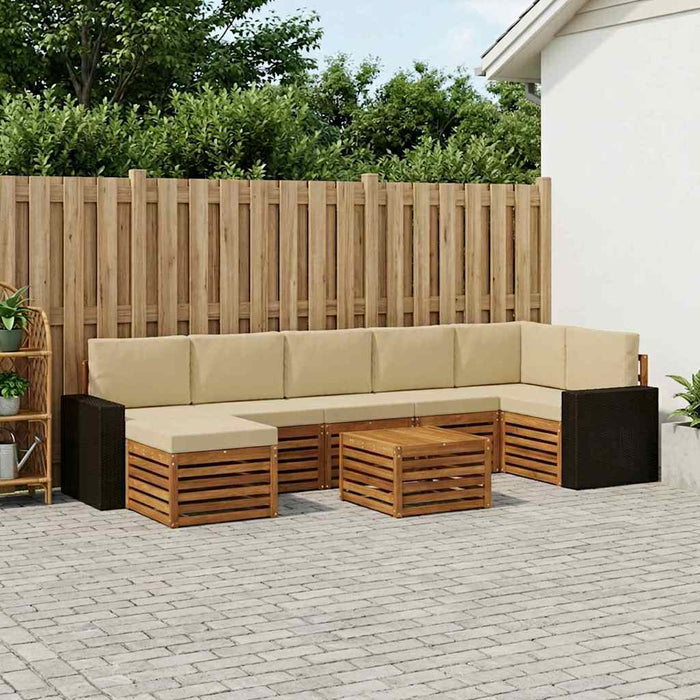 Set de canapele de exterior cu pernă 8 pcs Natural și Bej WALTI