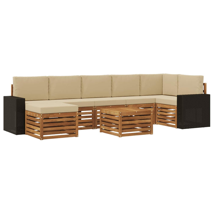 Set de canapele de exterior cu pernă 8 pcs Natural și Bej WALTI