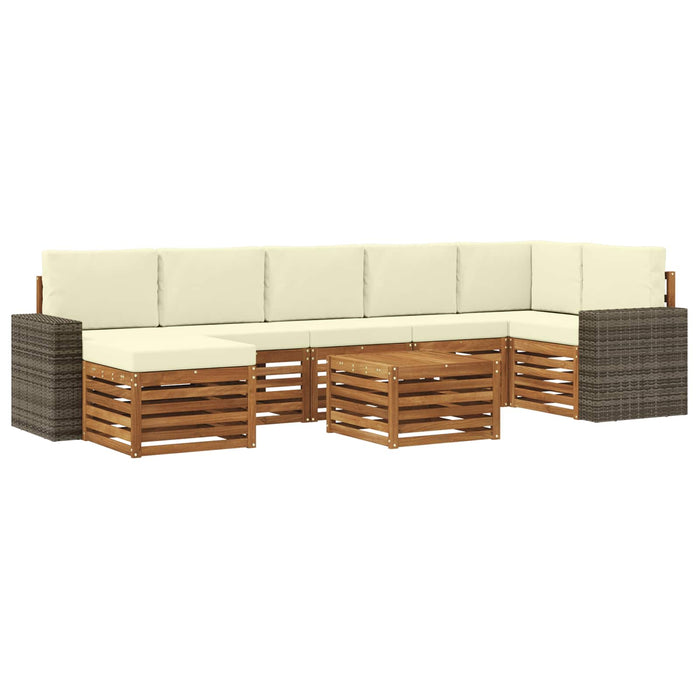 Set de canapele de exterior cu pernă 8 pcs Natural și Crem WALTI