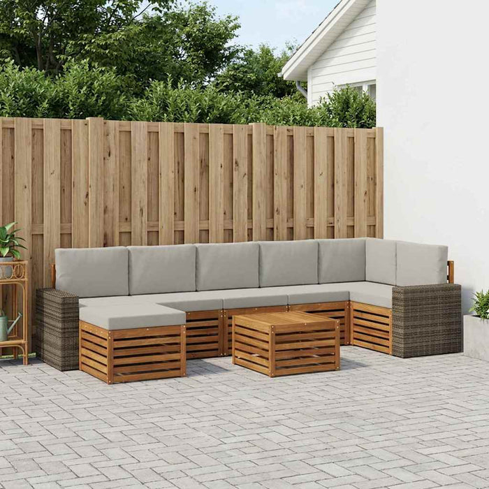 Set de canapele de exterior 8 pcs Natural și gri deschis WALTI