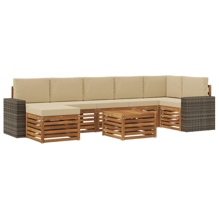 Set de canapele de exterior cu pernă 8 pcs Natural și Bej WALTI