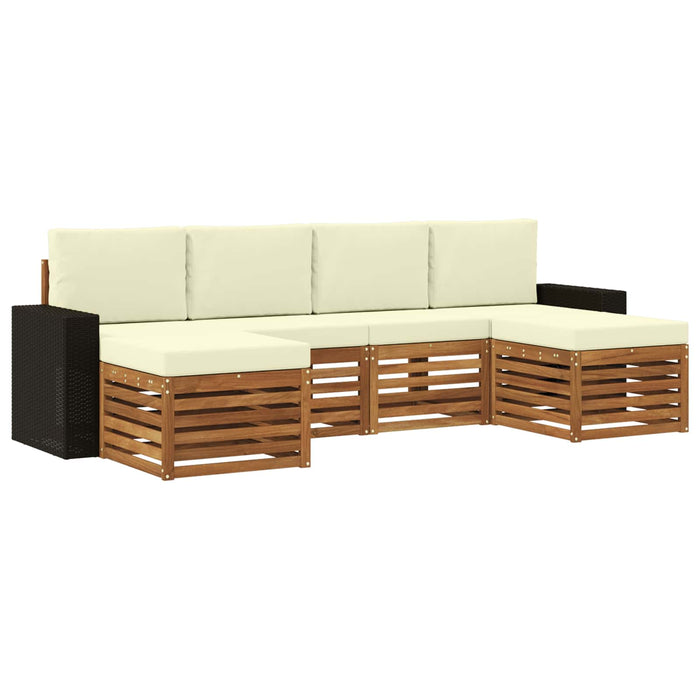 Seturi de canapele 6 pcs Natural și Crem Lemn Solid de Acacia WALTI
