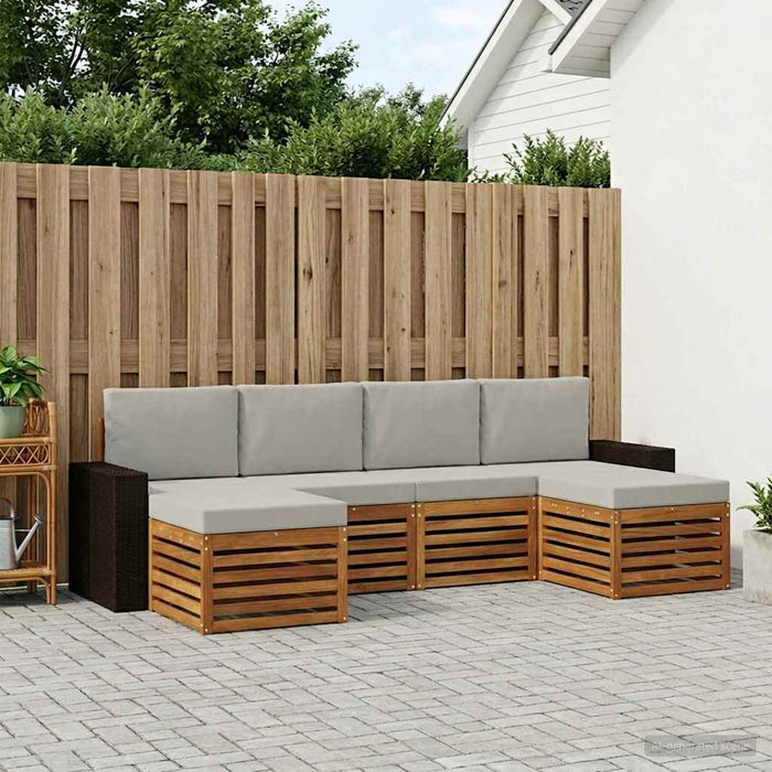 Seturi de canapele cu pernă 6 pcs Natural și gri deschis WALTI