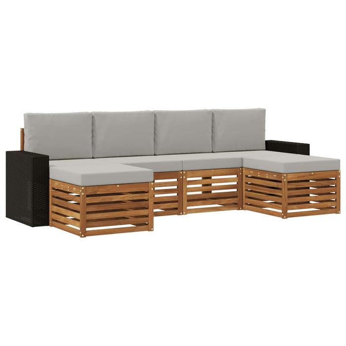 Seturi de canapele cu pernă 6 pcs Natural și gri deschis WALTI