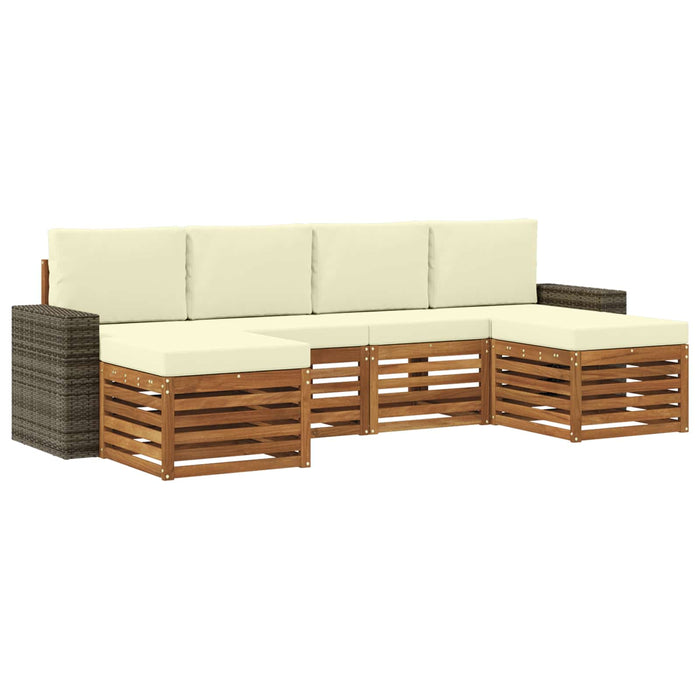 Seturi de canapele 6 pcs Natural și Crem Lemn Solid de Acacia WALTI
