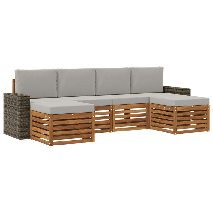 Seturi de canapele cu pernă 6 pcs Natural și gri deschis WALTI