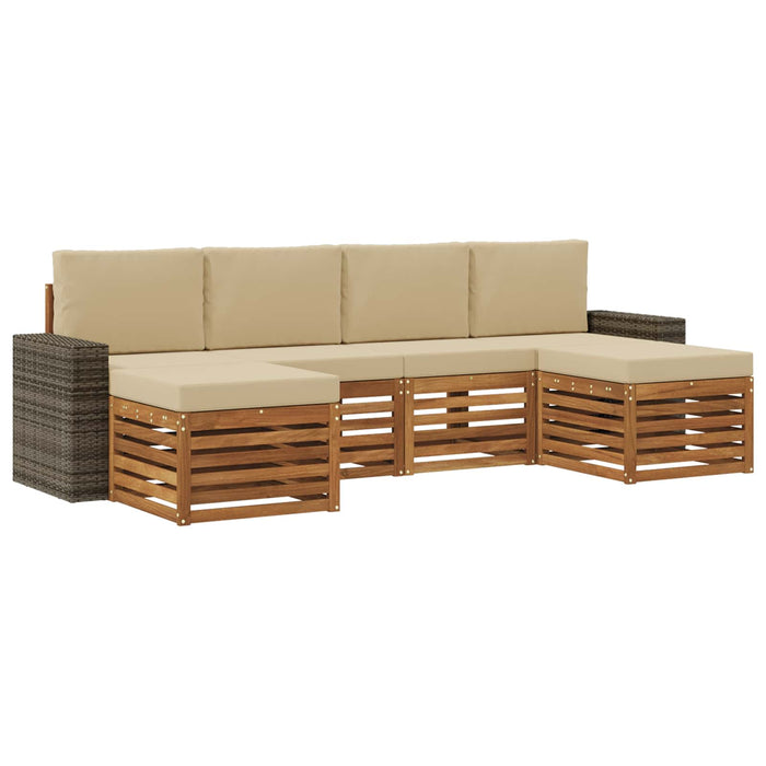 Seturi de canapele 6 pcs Natural și Bej Lemn Solid de Acacia WALTI