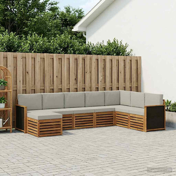 Set de canapele de exterior 6 pcs Natural și gri deschis WALTI