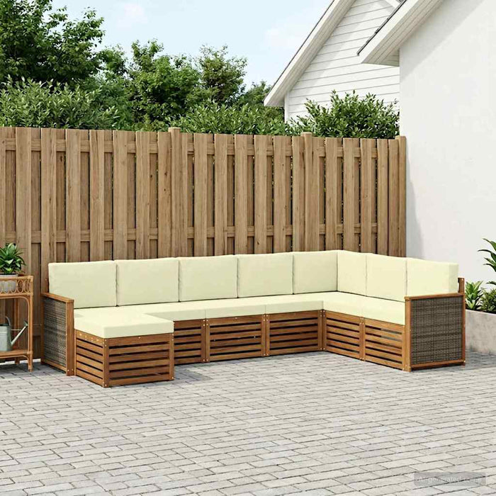 Set de canapele de exterior cu pernă 6 pcs Natural și Crem WALTI