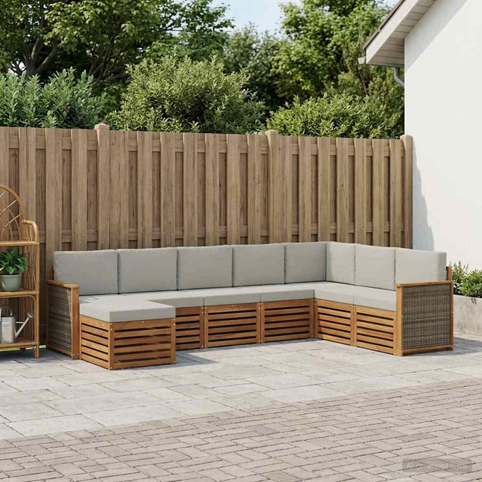 Set de canapele de exterior 6 pcs Natural și gri deschis WALTI