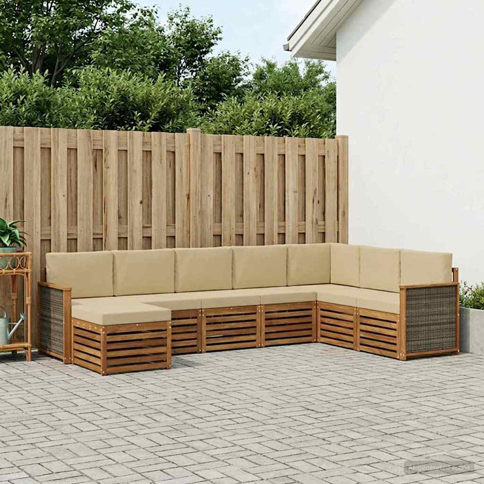 Set de canapele de exterior cu pernă 6 pcs natural WALTI