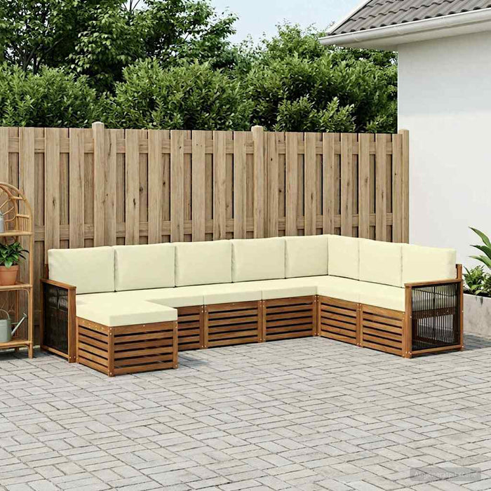 Set de canapele de exterior cu pernă 6 pcs Natural și Crem WALTI