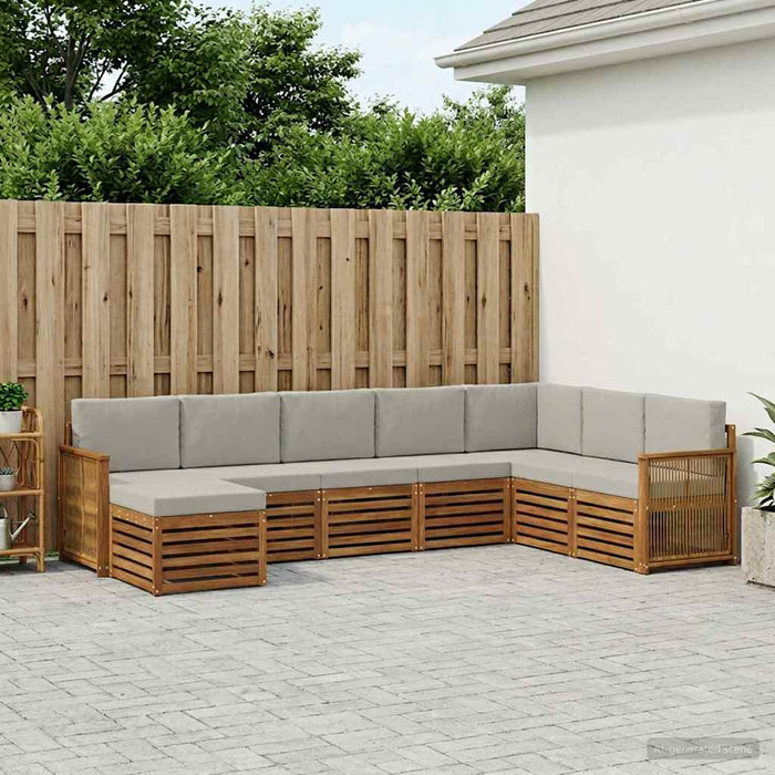 Set de canapele de exterior 6 pcs Natural și gri deschis WALTI