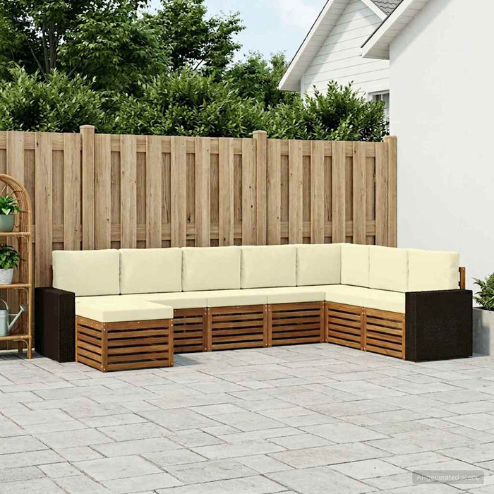 Set de canapele de exterior cu pernă 8 pcs Natural și Crem WALTI
