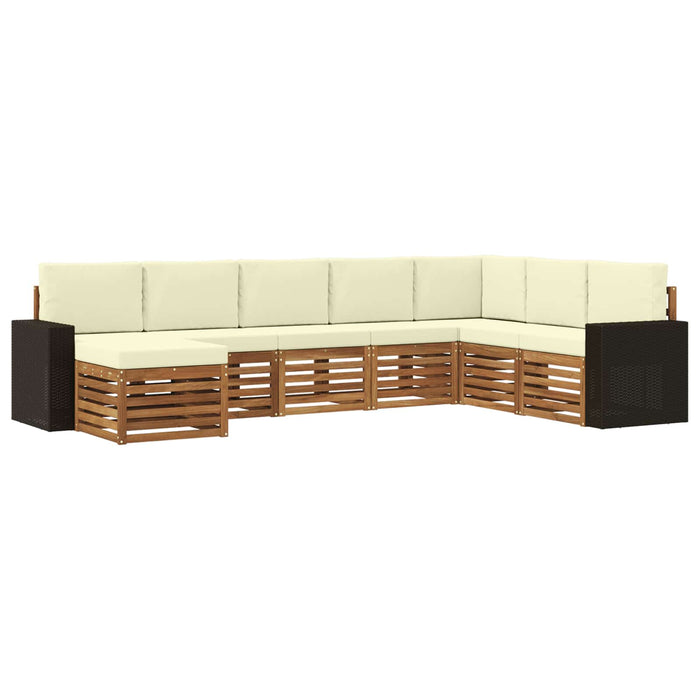 Set de canapele de exterior cu pernă 8 pcs Natural și Crem WALTI