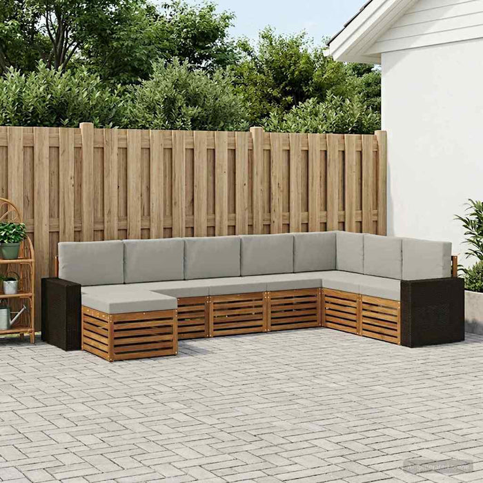 Set de canapele de exterior 8 pcs Natural și gri deschis WALTI
