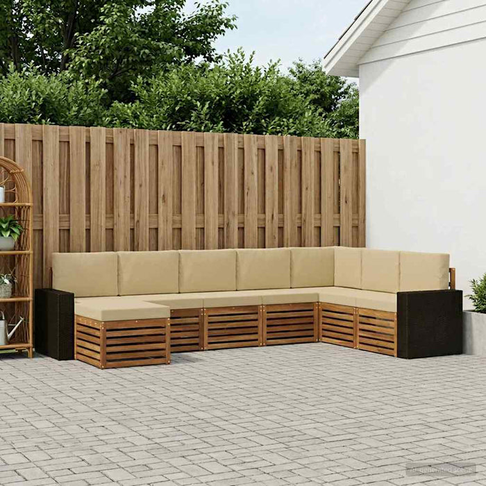 Set de canapele de exterior cu pernă 8 pcs Natural și Bej WALTI