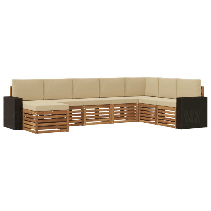 Set de canapele de exterior cu pernă 8 pcs Natural și Bej WALTI