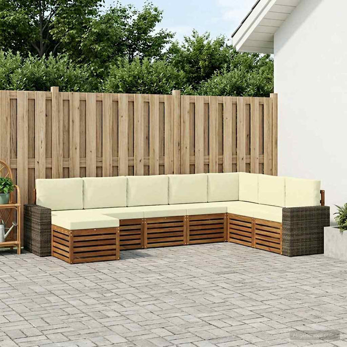 Set de canapele de exterior cu pernă 8 pcs Natural și Crem WALTI