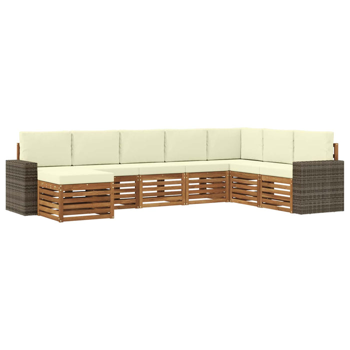 Set de canapele de exterior cu pernă 8 pcs Natural și Crem WALTI