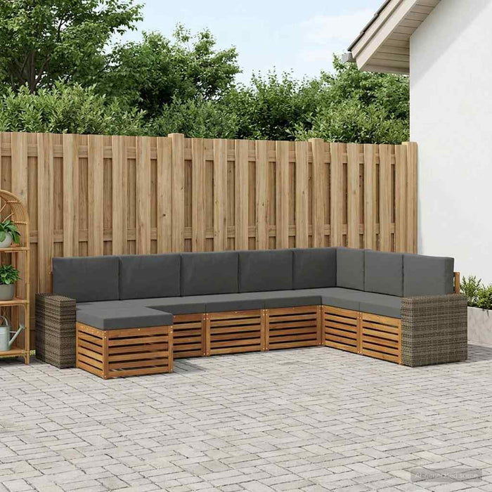 Set de canapele de exterior cu pernă 8 pcs Natural și Antracit WALTI