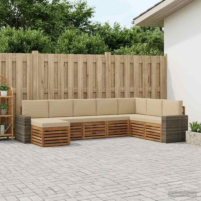 Set de canapele de exterior cu pernă 8 pcs Natural și Bej WALTI