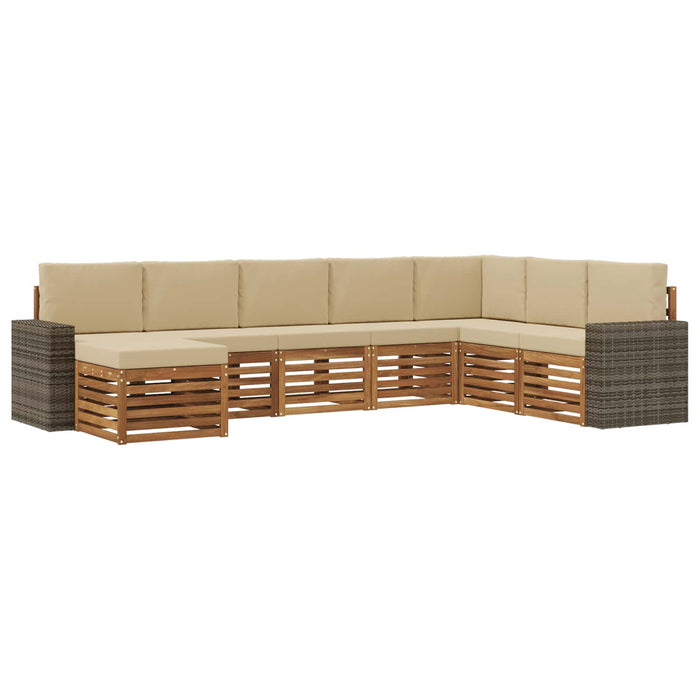 Set de canapele de exterior cu pernă 8 pcs Natural și Bej WALTI