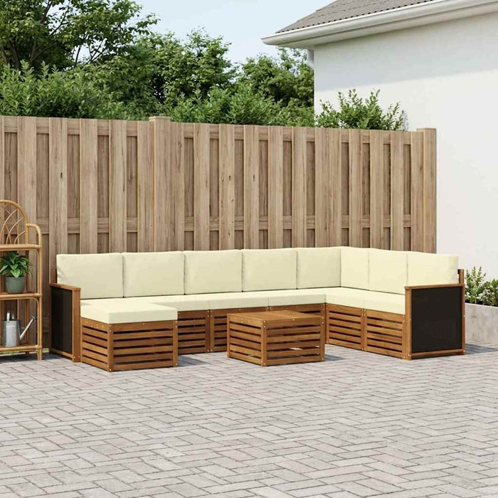 Set de canapele de exterior cu pernă 7 pcs Natural și Crem WALTI