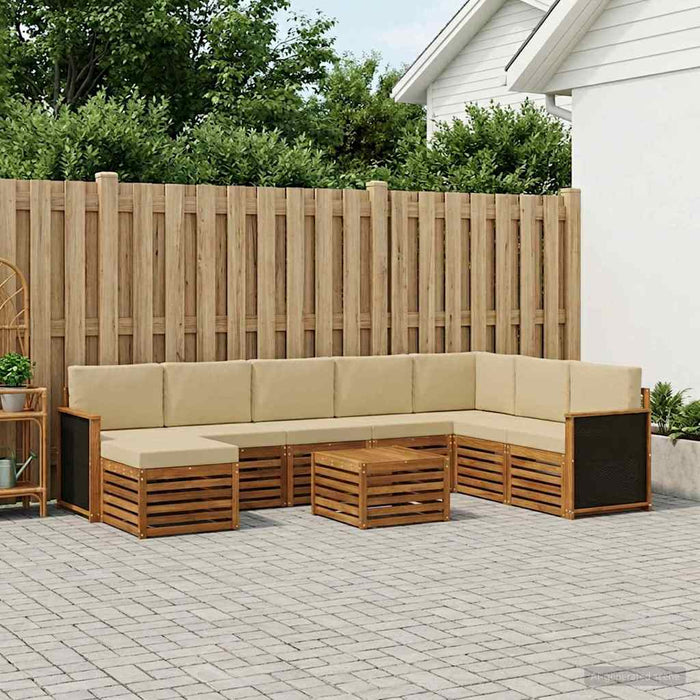 Set de canapele de exterior cu pernă 7 pcs natural WALTI