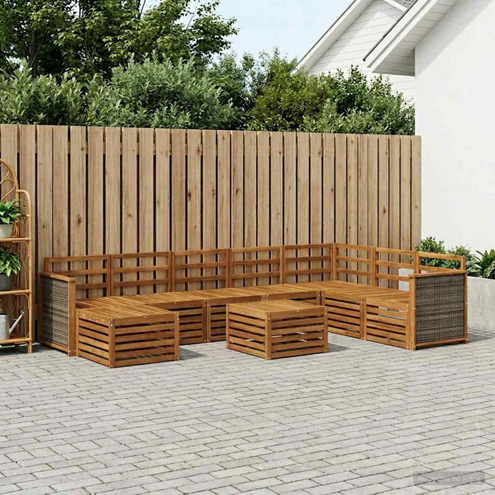 Set de canapele de exterior 7 pcs natural Lemn Solid de Acacia WALTI