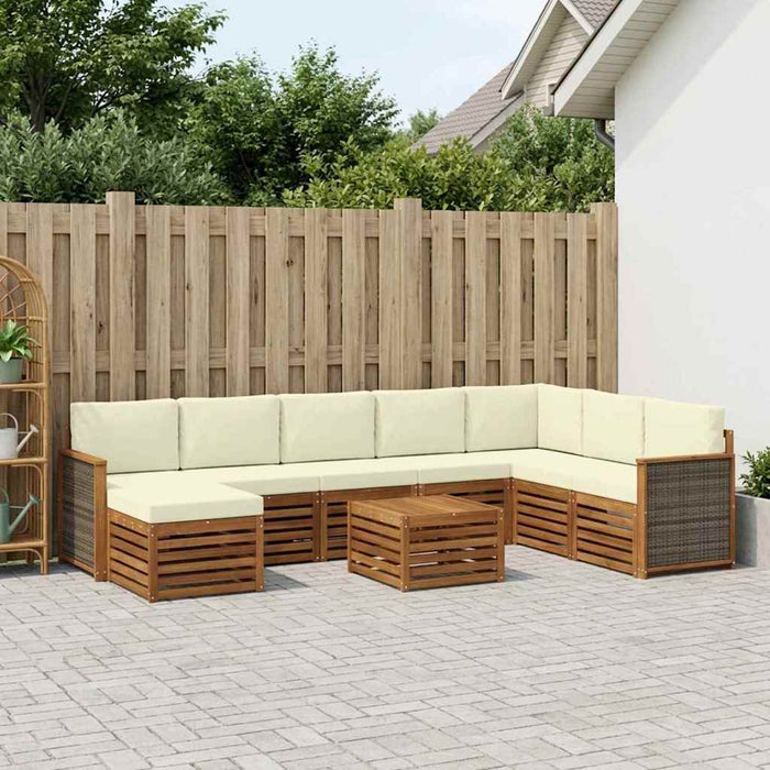 Set de canapele de exterior cu pernă 7 pcs Natural și Crem WALTI