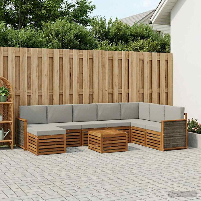 Set de canapele de exterior 7 pcs Natural și gri deschis WALTI