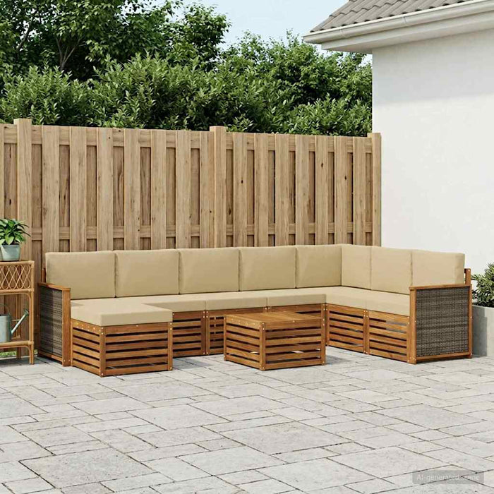 Set de canapele de exterior cu pernă 7 pcs natural WALTI