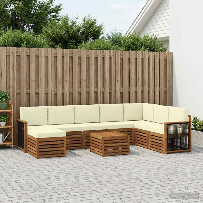 Set de canapele de exterior cu pernă 7 pcs Natural și Crem WALTI