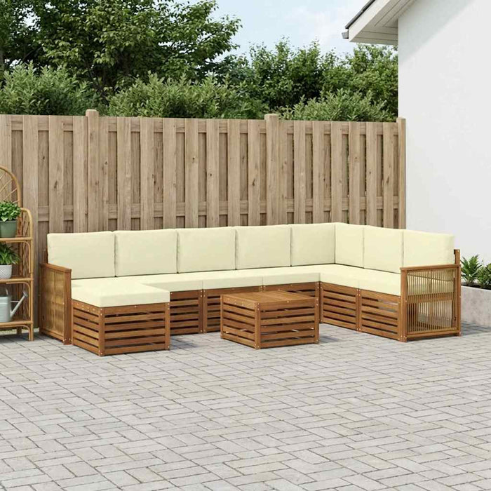 Set de canapele de exterior cu pernă 7 pcs Natural și Crem WALTI