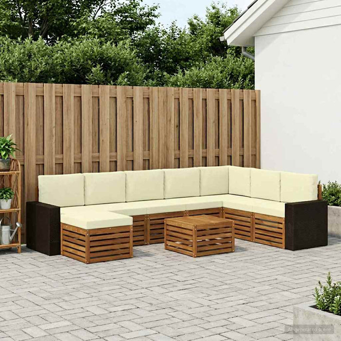 Set de canapele de exterior cu pernă 9 pcs Natural și Crem WALTI