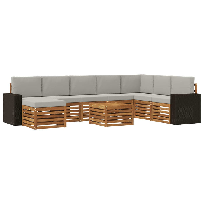 Set de canapele de exterior 9 pcs Natural și gri deschis WALTI