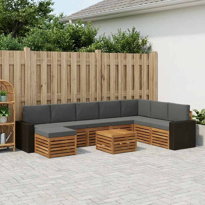 Set de canapele de exterior cu pernă 9 pcs Natural și Antracit WALTI
