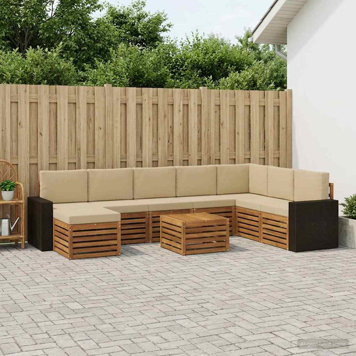 Set de canapele de exterior cu pernă 9 pcs Natural și Bej WALTI