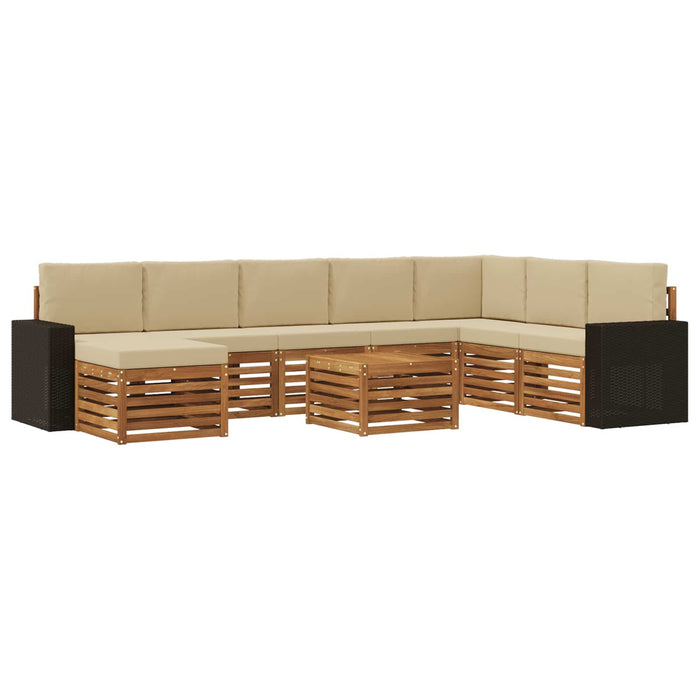 Set de canapele de exterior cu pernă 9 pcs Natural și Bej WALTI