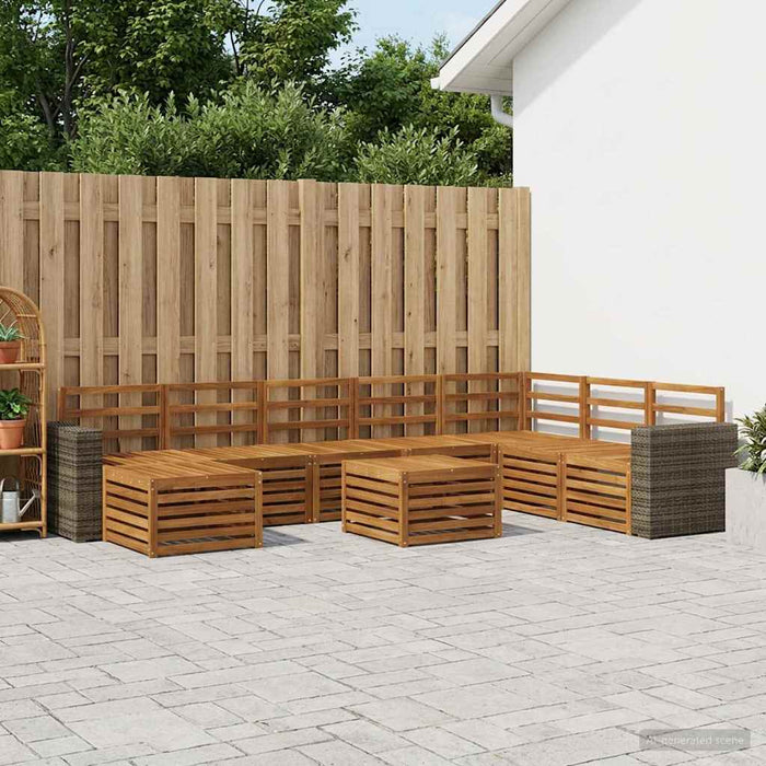 Set de canapele de exterior 9 pcs natural Lemn Solid de Acacia - WALTI WALTI