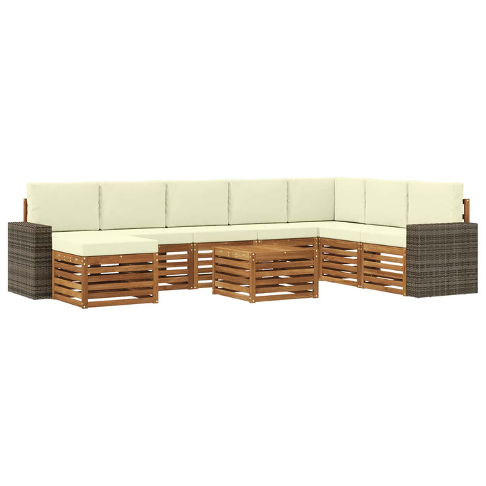 Set de canapele de exterior cu pernă 9 pcs Natural și Crem WALTI