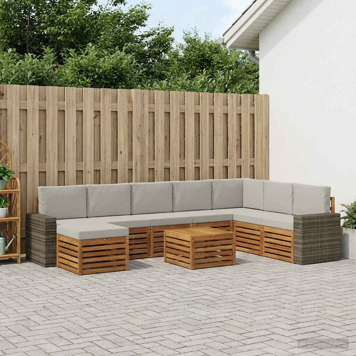 Set de canapele de exterior 9 pcs Natural și gri deschis WALTI