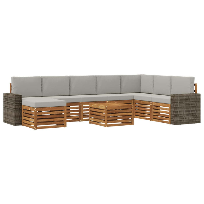 Set de canapele de exterior 9 pcs Natural și gri deschis WALTI